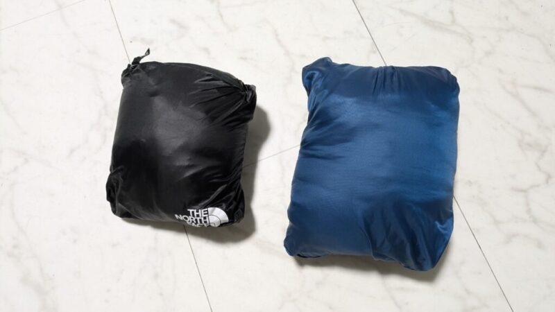 ノースフェイスライトヒートジャケットとパタゴニアナノパフジャケットの大きさ比較